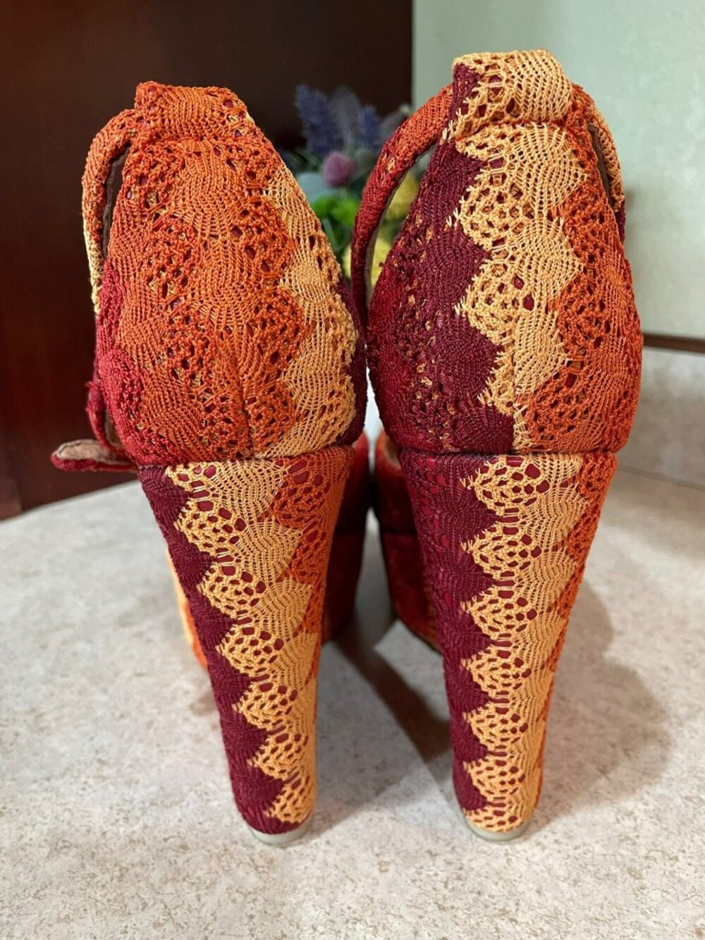 Jeffrey Campbell Ibiza Lace Platform Wedge Heels Size 10 Boho Festival Statement - Picture 9 of 12